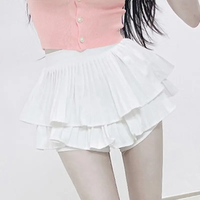 Black High Waist Pleated Skirt for Women