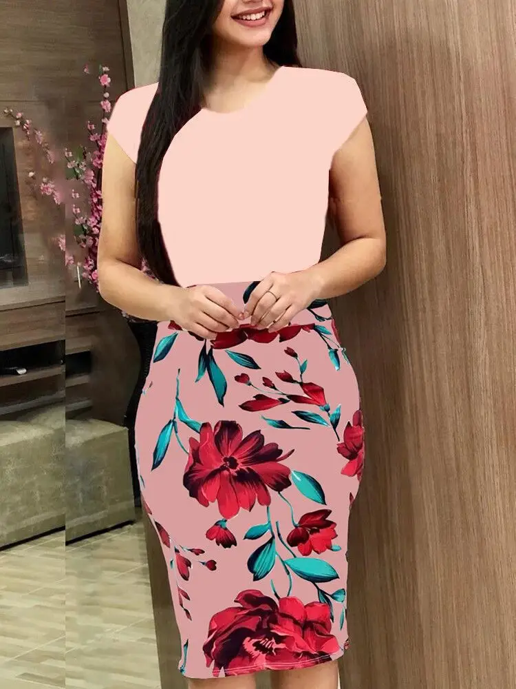 Women's Floral Printed Maxi Dress Green Red Rose - Image 15