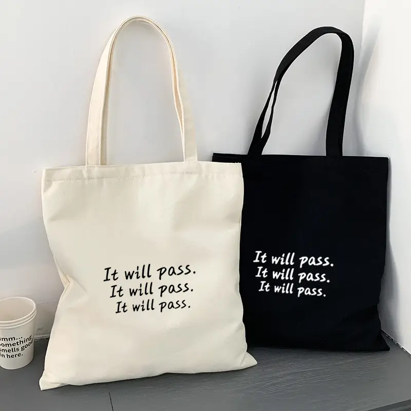 Women's Canvas Shoulder Bag with "Always Hungry" Print - Image 26