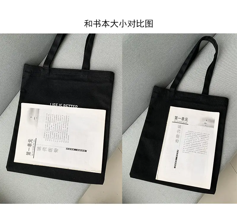 Women's Canvas Shoulder Bag with "Always Hungry" Print — feature 13