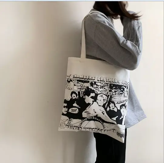 Women's Canvas Shoulder Bag with "Always Hungry" Print — feature 17