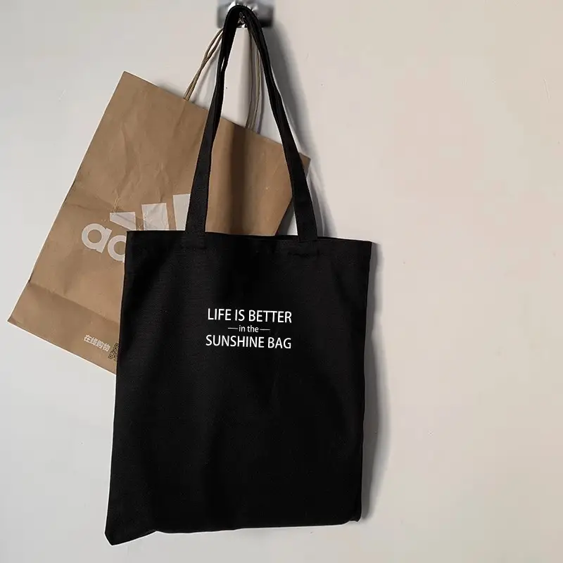 Women's Canvas Shoulder Bag with "Always Hungry" Print — feature 3