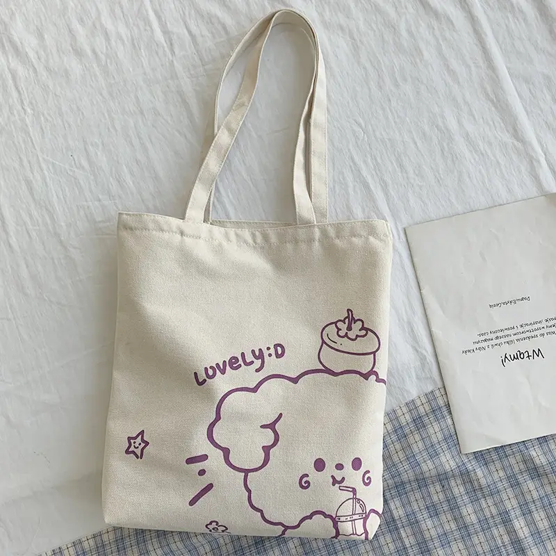 Women's Canvas Shoulder Bag with "Always Hungry" Print - Image 16