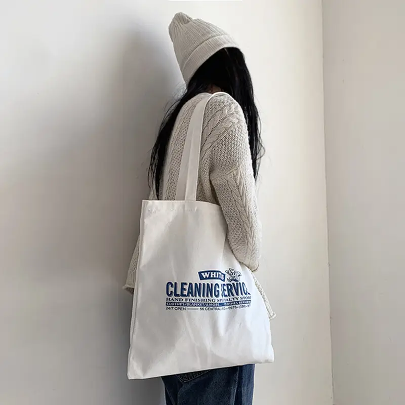 Women's Canvas Shoulder Bag with "Always Hungry" Print - Image 19