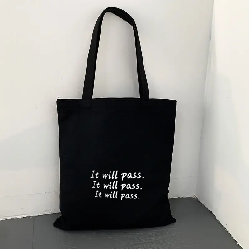 Women's Canvas Shoulder Bag with "Always Hungry" Print - Image 3