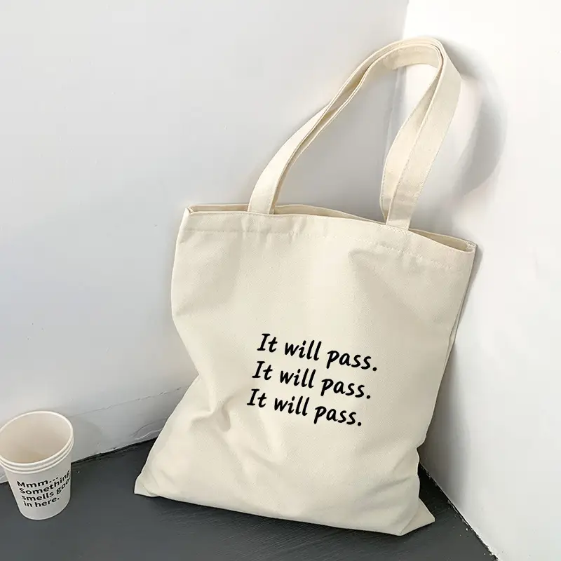 Women's Canvas Shoulder Bag with "Always Hungry" Print - Image 4