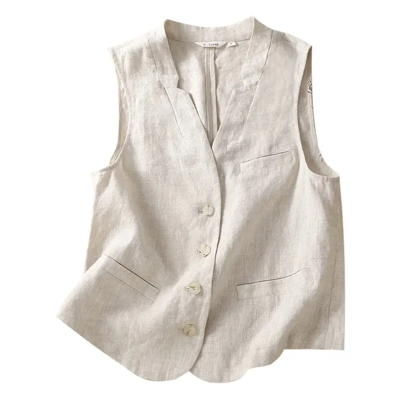 White Sleeveless Waistcoat Vest for Women