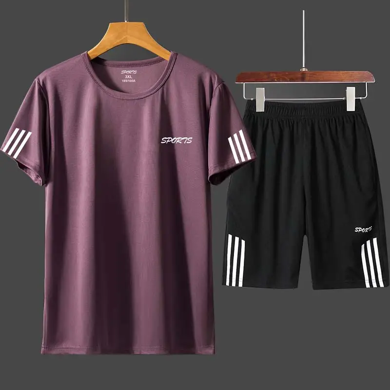 Men Summer Casual Gym Suit White Black Quick Dry