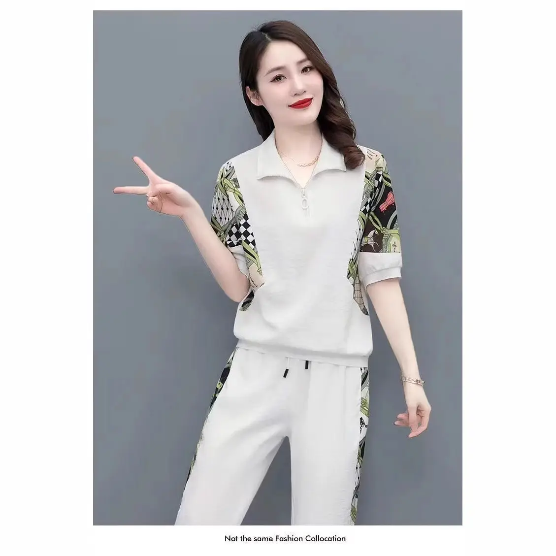 Women's Black Printed Korean Style Sports Suit Summer - Image 4