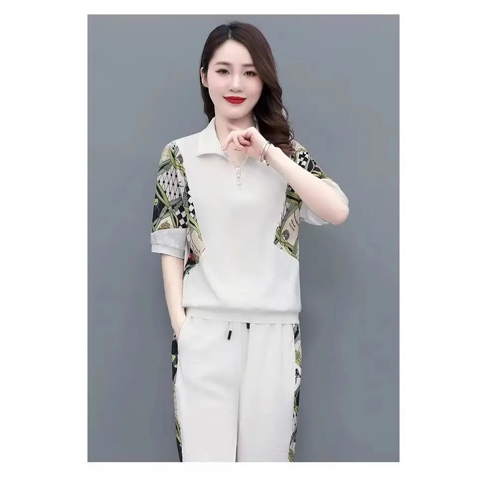 Women's Black Printed Korean Style Sports Suit Summer - Image 5
