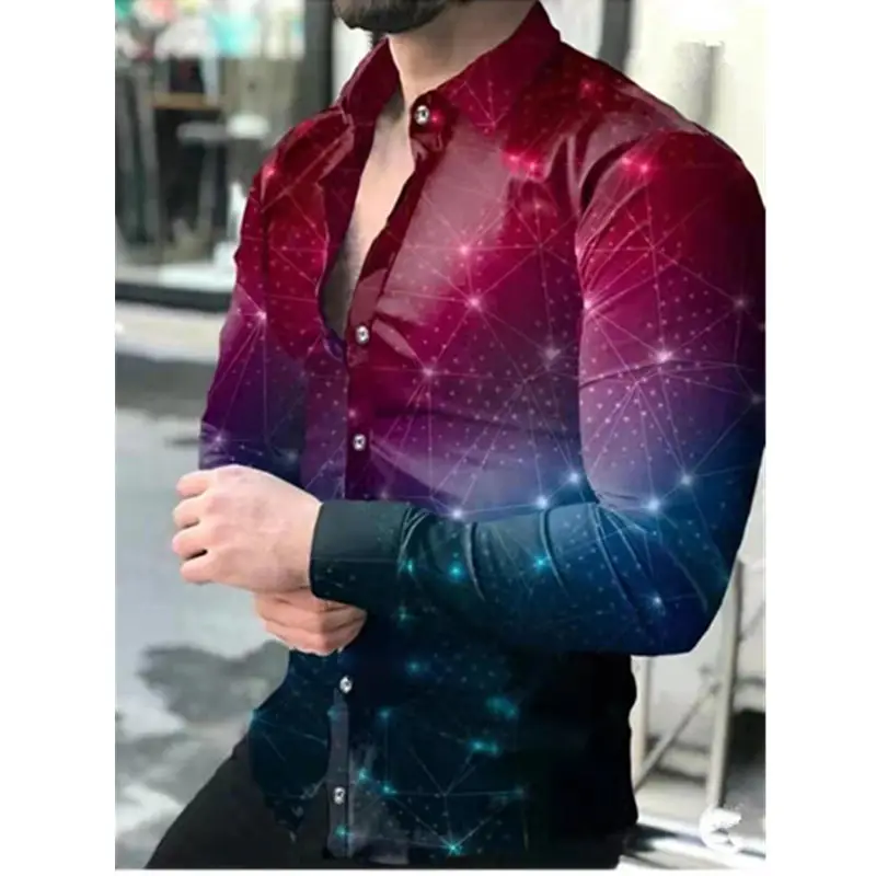 2022 Men's Printed Lapel Shirt Outerwear - Image 3