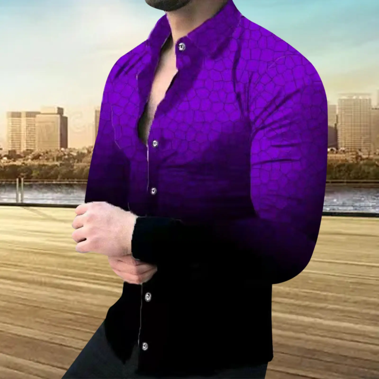 2022 Men's Printed Lapel Shirt Outerwear - Image 5
