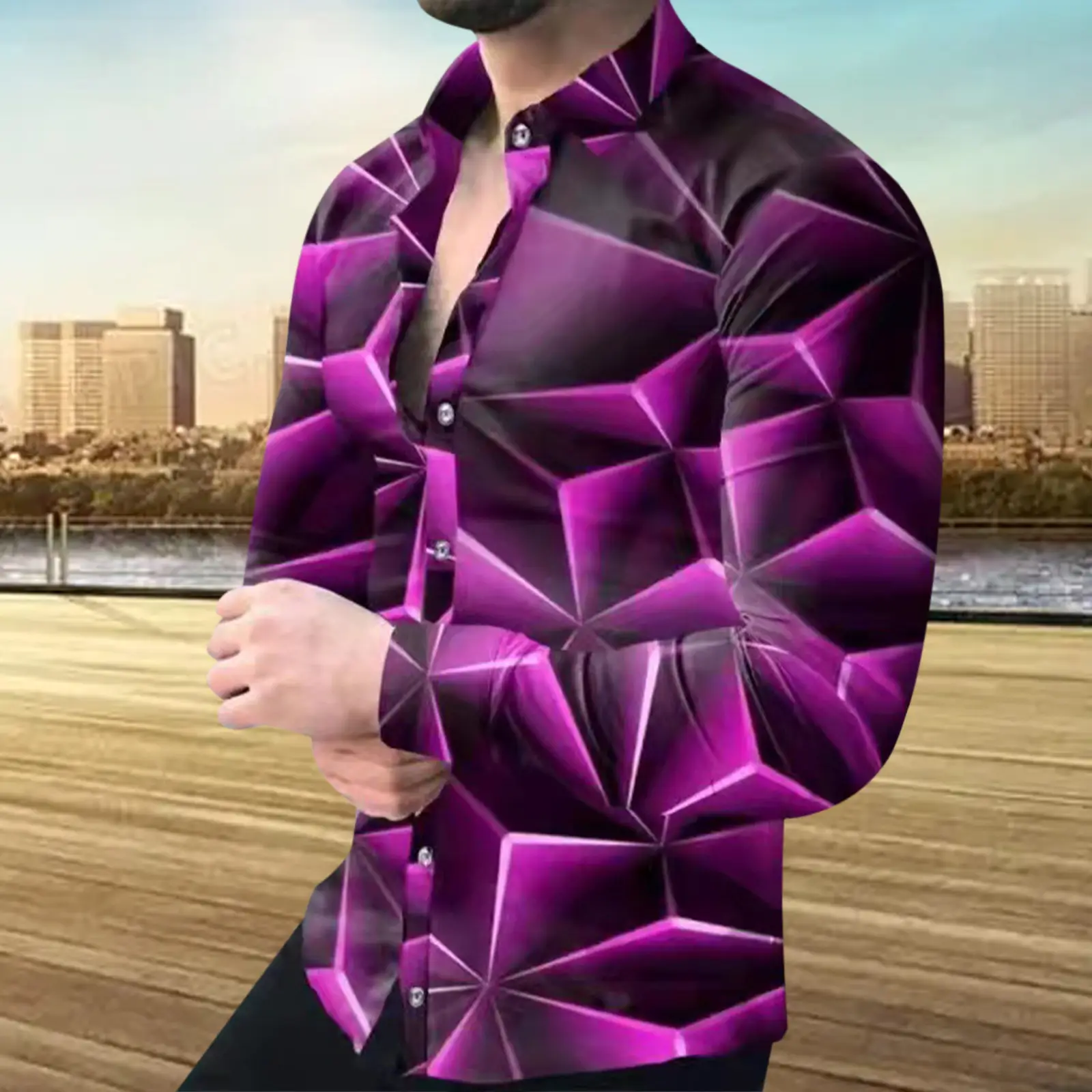 2022 Men's Printed Lapel Shirt Outerwear - Image 6