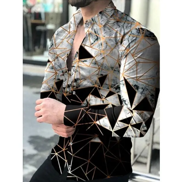 2022 Men's Printed Lapel Shirt Outerwear - Image 9