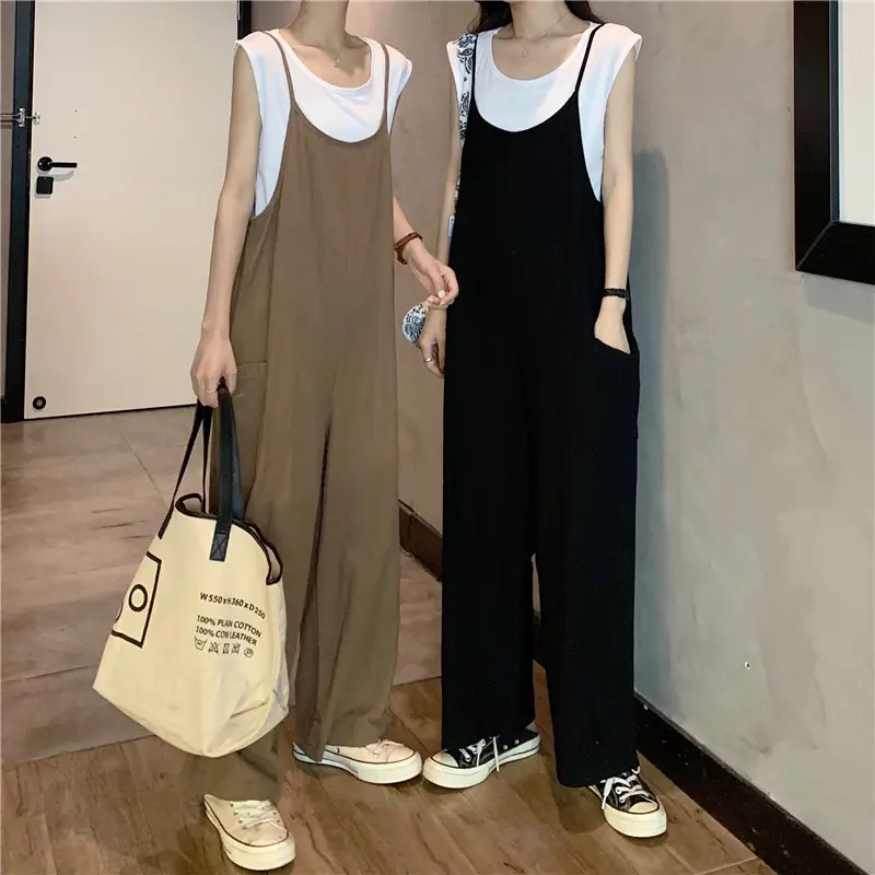 Women's Black Wide Leg Pants with White Top & Bucket Hat — feature 6