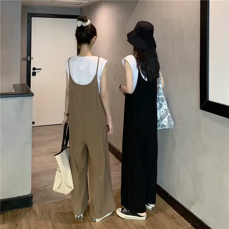 Women's Black Wide Leg Pants with White Top & Bucket Hat — feature 7