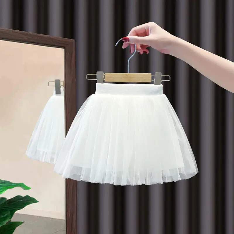 Girls' White Tiered Skirt 2022 Summer - Image 5