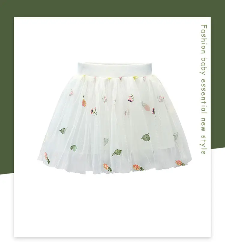 Pink Floral Mesh Girl Skirt 2022 Summer — feature 1
