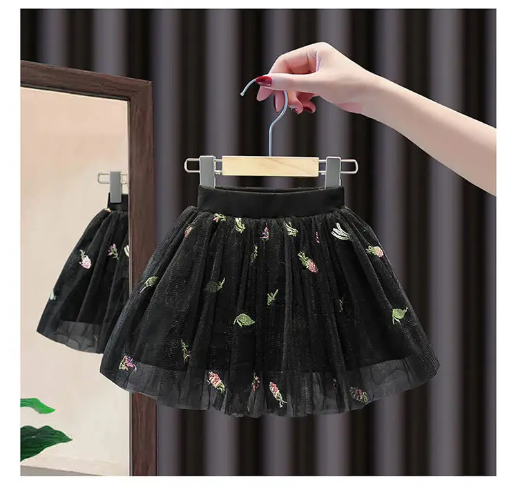 Pink Floral Mesh Girl Skirt 2022 Summer — feature 11