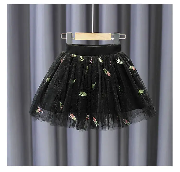 Pink Floral Mesh Girl Skirt 2022 Summer — feature 13
