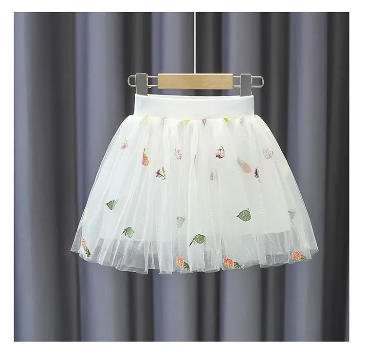 Pink Floral Mesh Girl Skirt 2022 Summer — feature 14