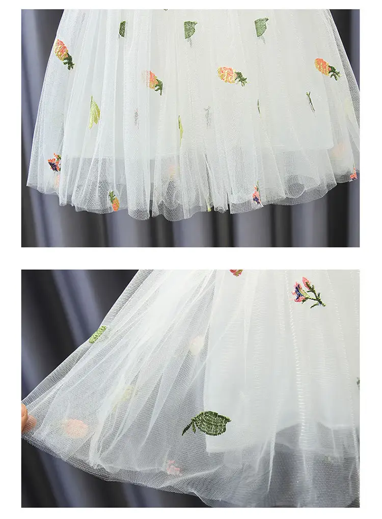 Pink Floral Mesh Girl Skirt 2022 Summer — feature 17