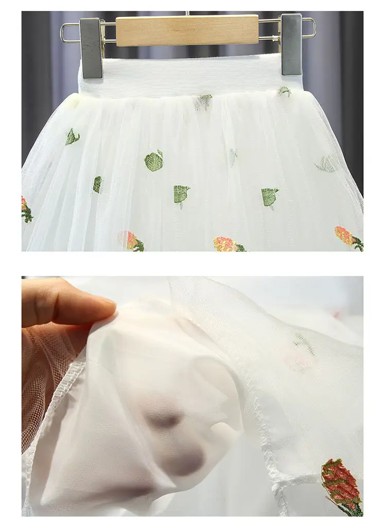 Pink Floral Mesh Girl Skirt 2022 Summer — feature 18
