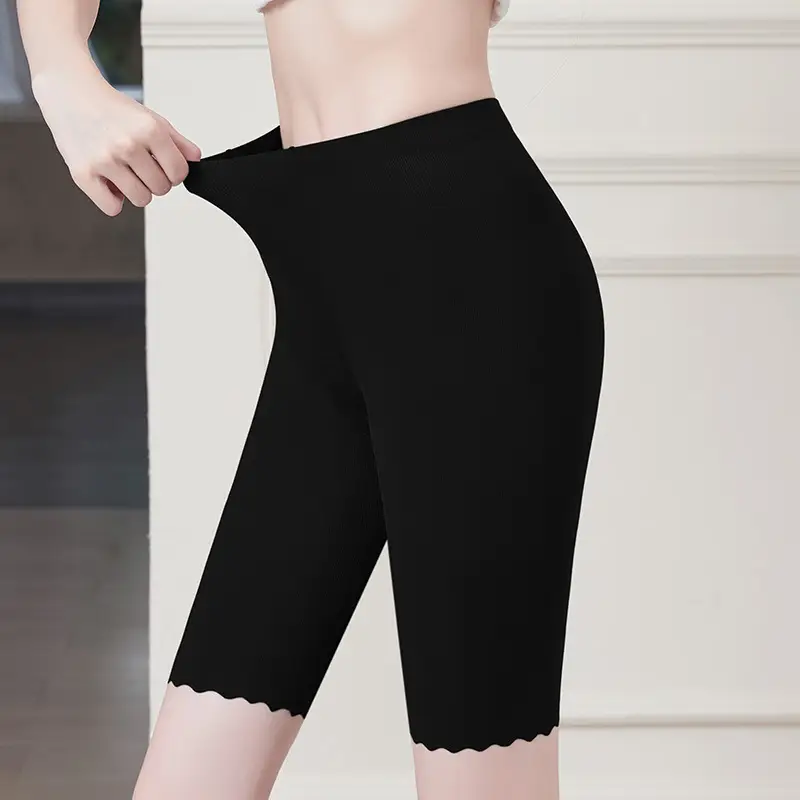 Black Ice Silk Capri Pants for Women Anti-Curl Antibacterial - Image 3