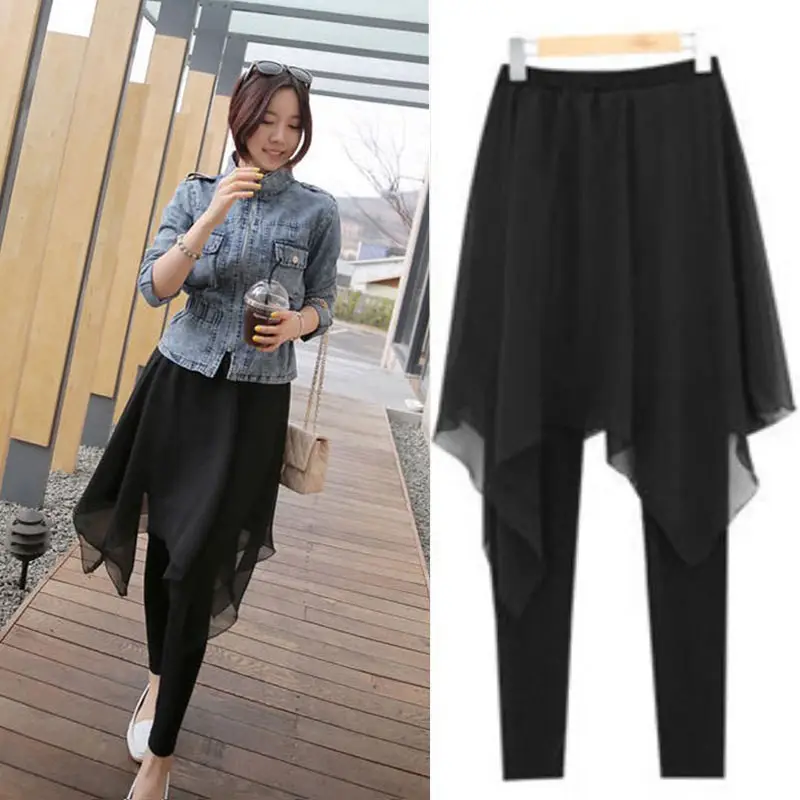 Women Chiffon Slimming Skirt Pants Black 2022 - Image 5