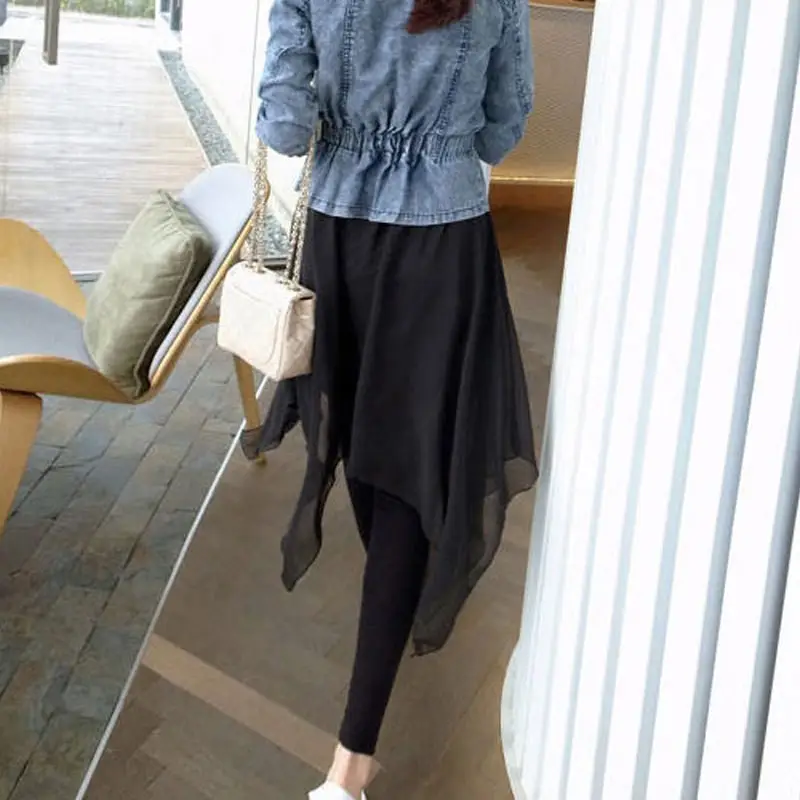 Women Chiffon Slimming Skirt Pants Black 2022 - Image 6