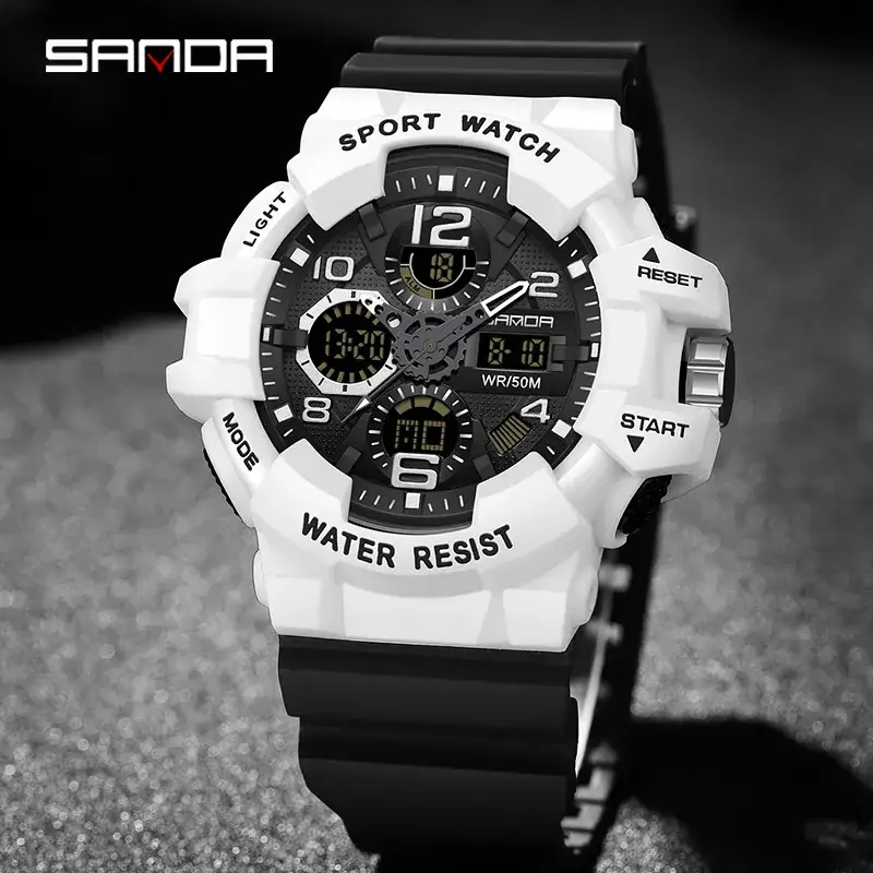 Sanda Black Sport Watch for Men Women Waterproof Digital Display - Image 10