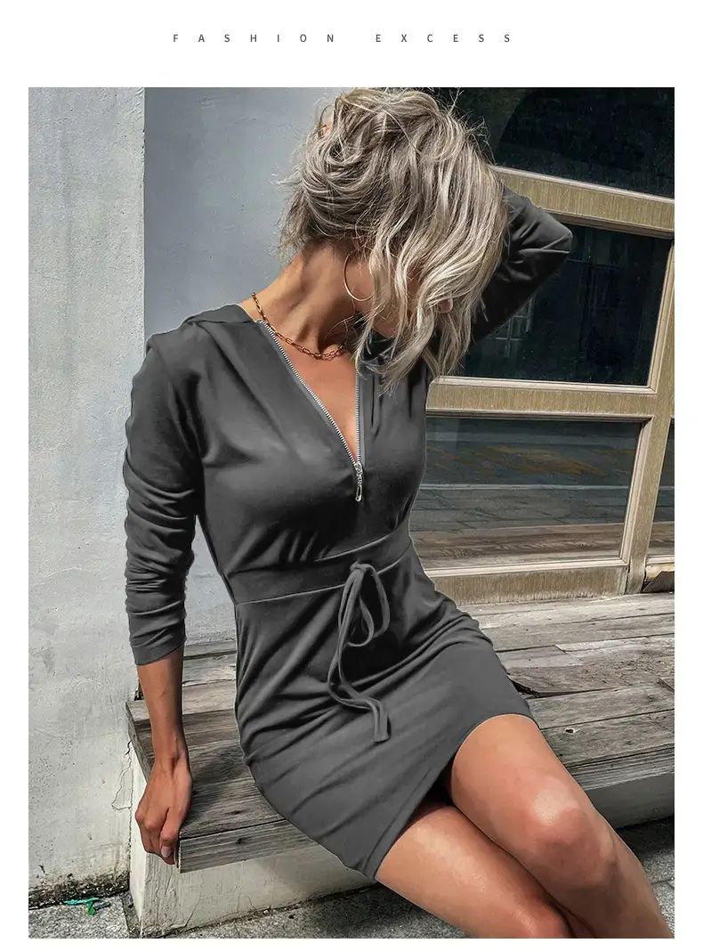 Red Velvet Cross-Border Hooded Skirt Dress for Women — feature 10