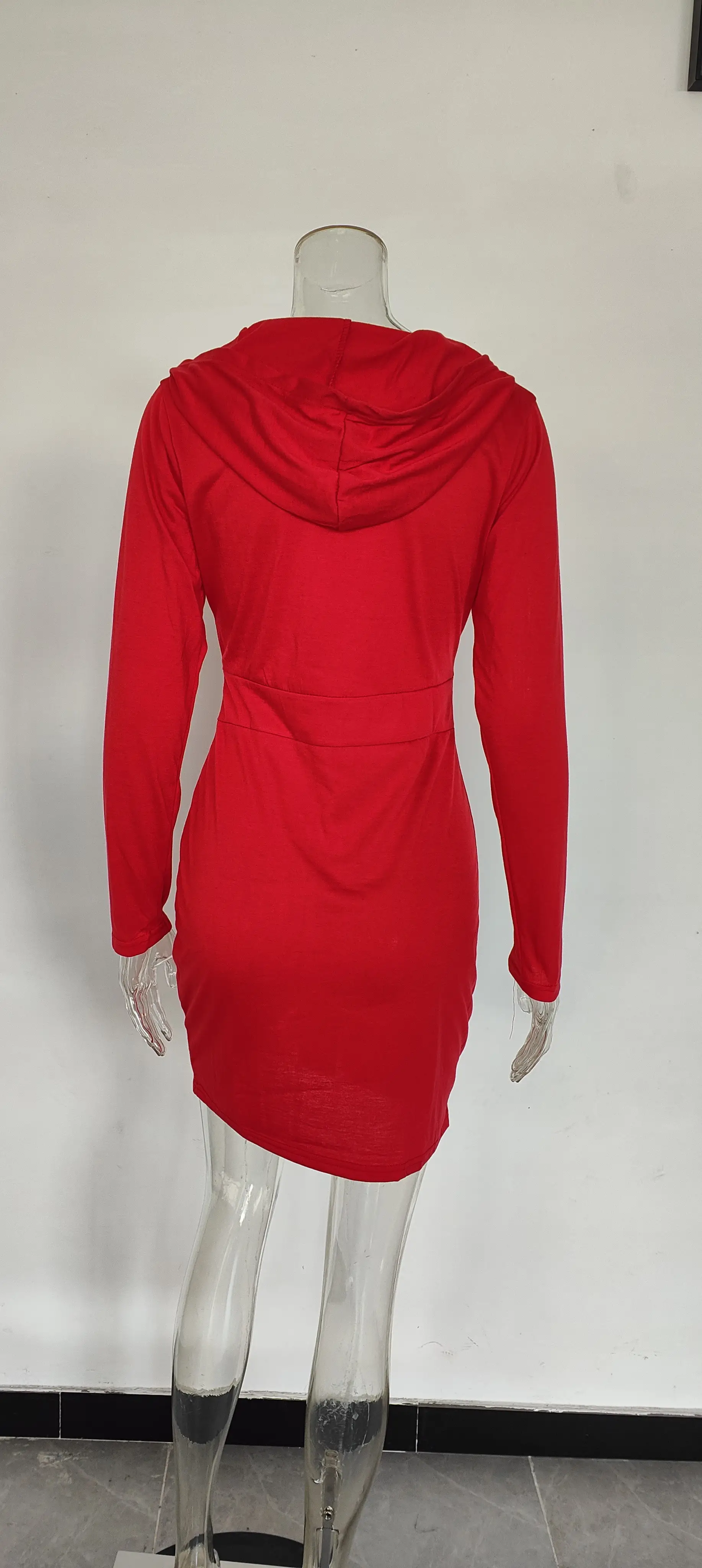 Red Velvet Cross-Border Hooded Skirt Dress for Women — feature 23