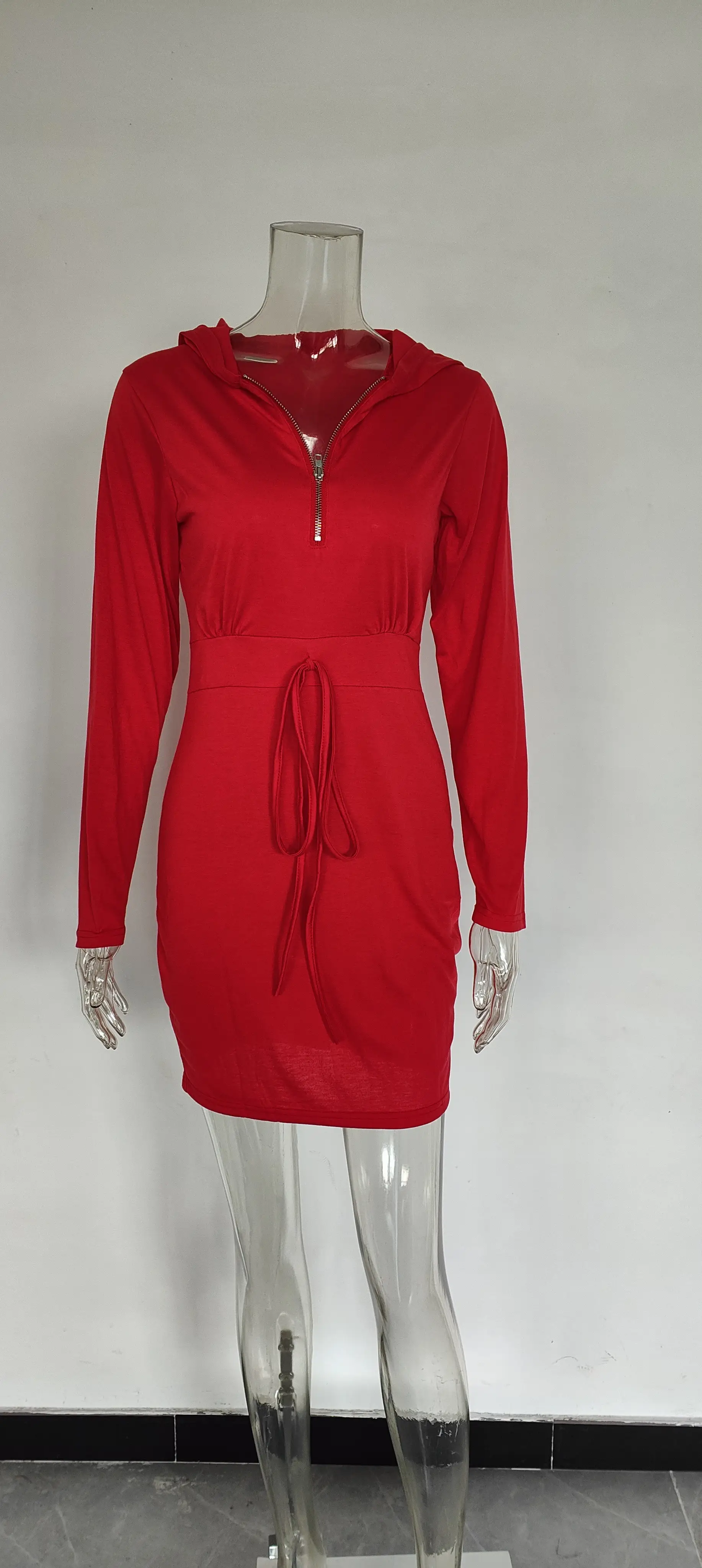 Red Velvet Cross-Border Hooded Skirt Dress for Women — feature 24