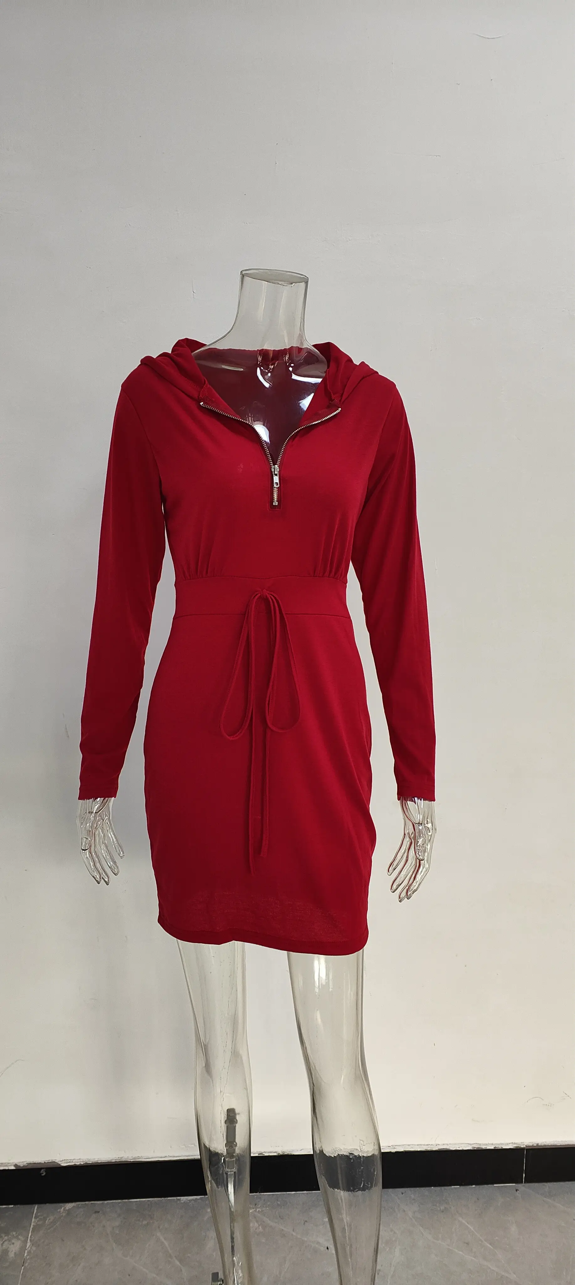 Red Velvet Cross-Border Hooded Skirt Dress for Women — feature 31