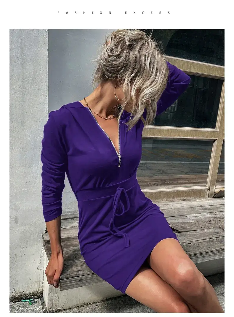 Red Velvet Cross-Border Hooded Skirt Dress for Women - Image 7