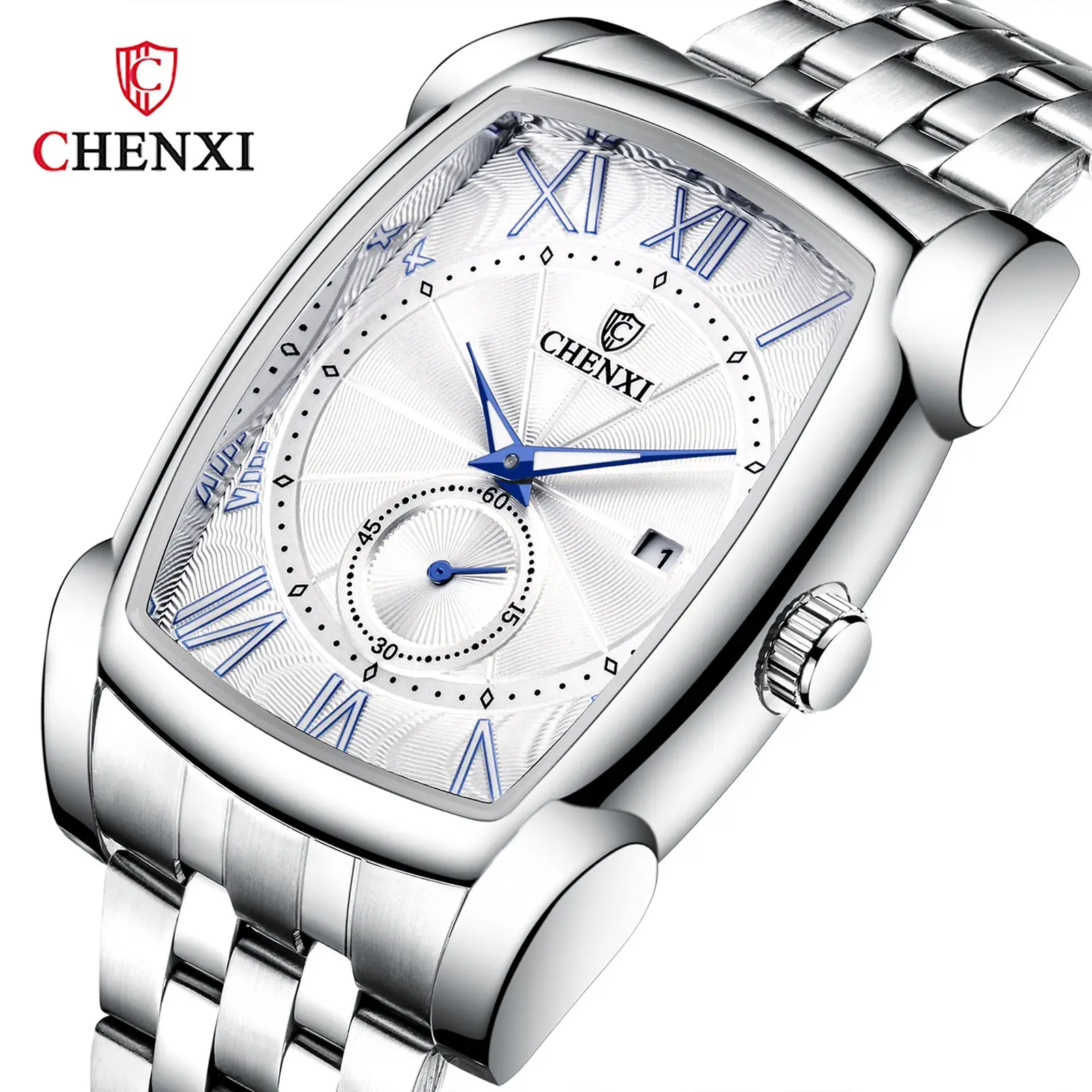 Men's Square Chenxi Quartz Watch Brown Leather Band - Image 10