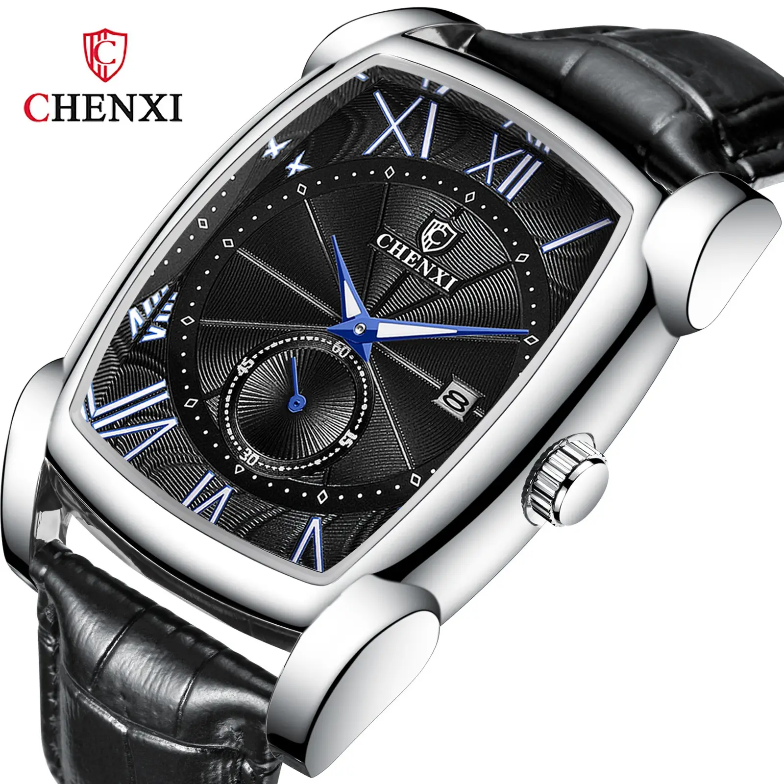 Men's Square Chenxi Quartz Watch Brown Leather Band - Image 6
