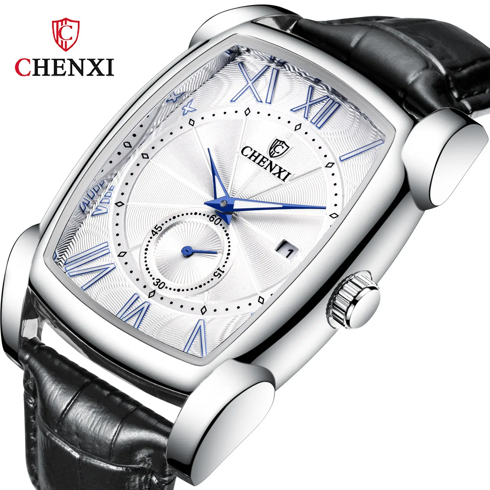 Men's Square Chenxi Quartz Watch Brown Leather Band - Image 7