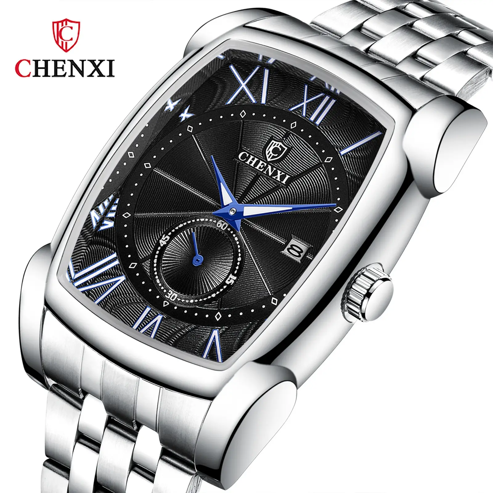 Men's Square Chenxi Quartz Watch Brown Leather Band - Image 9