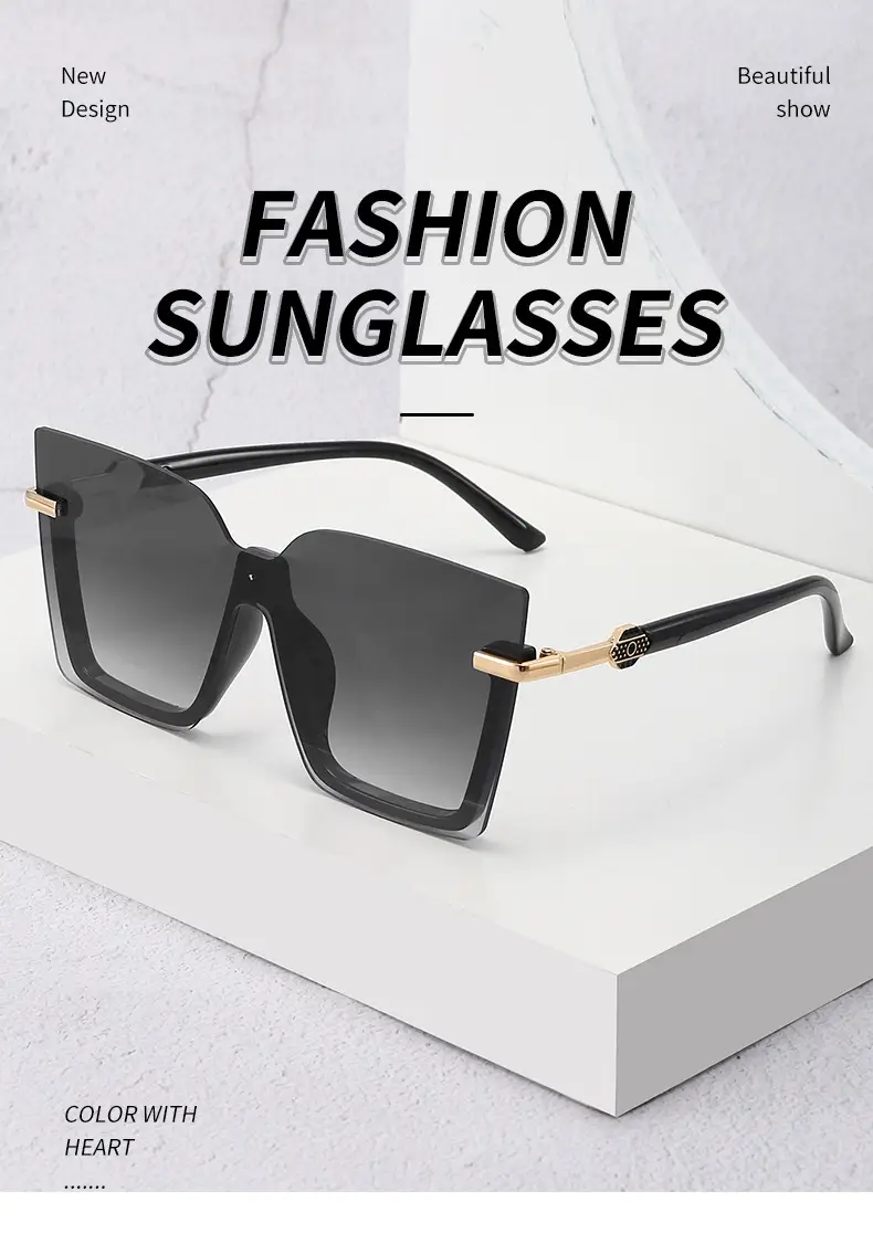 Women Rimless Multi-Color Sunglasses with Gold Accents β feature 2