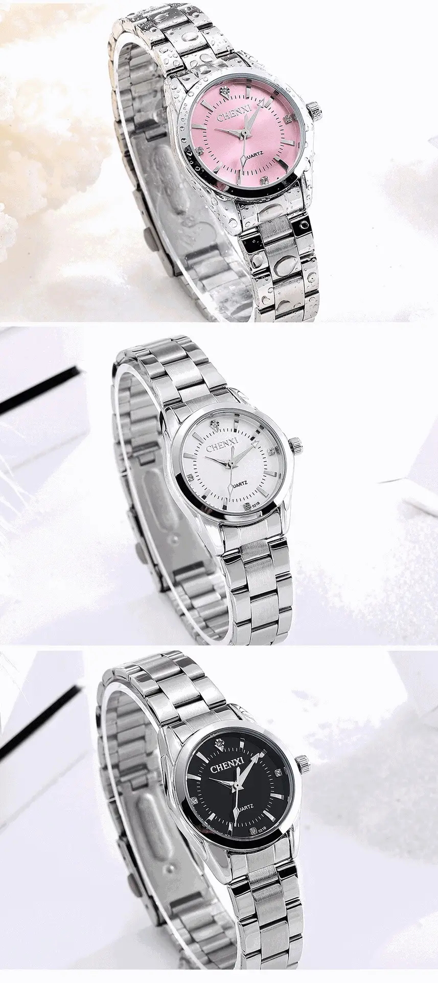 ChenXi Pink Quartz Women's Watch with Stainless Steel Band — feature 15