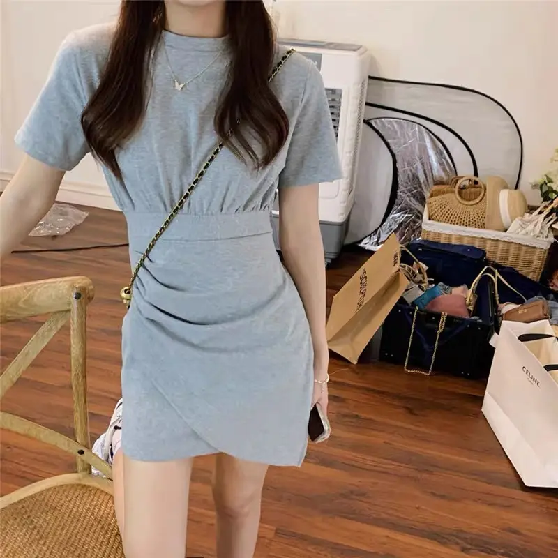 2023 Summer Light Blue Crewneck Dress for Girls - Image 6