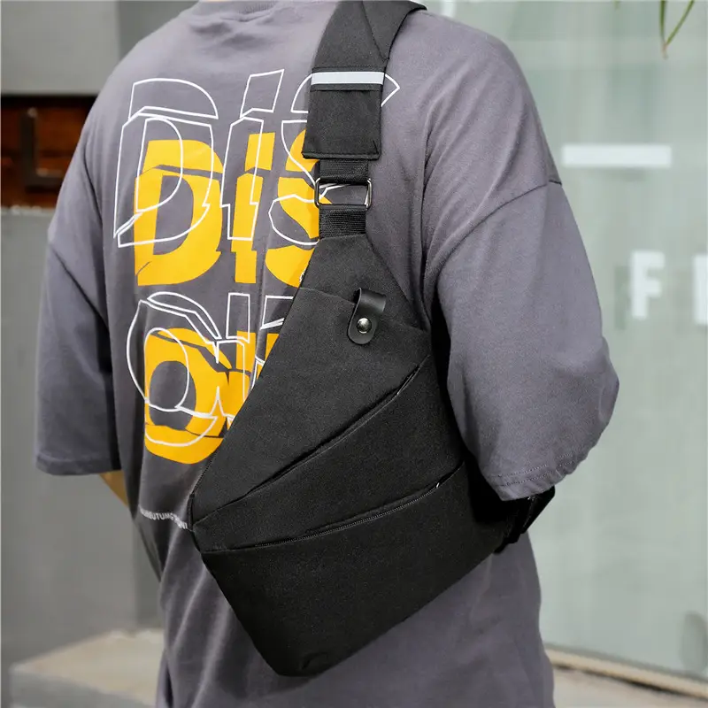 Men's Grey Mesh Shoulder Bag with Zip Closure - Image 4