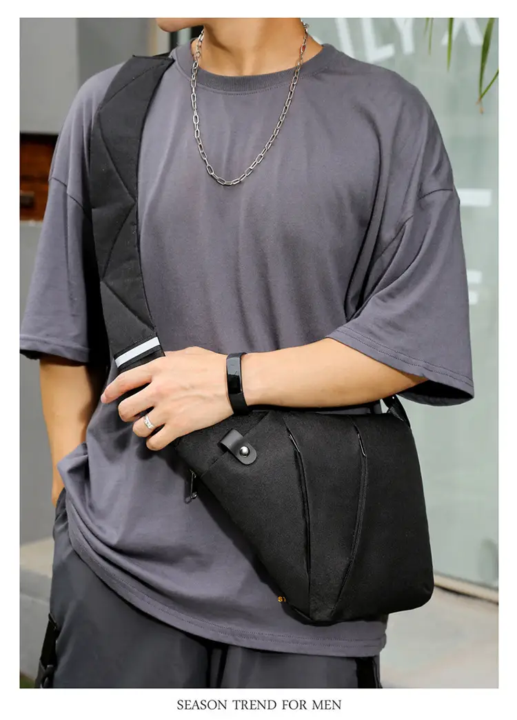 Men's Grey Mesh Shoulder Bag with Zip Closure — feature 18
