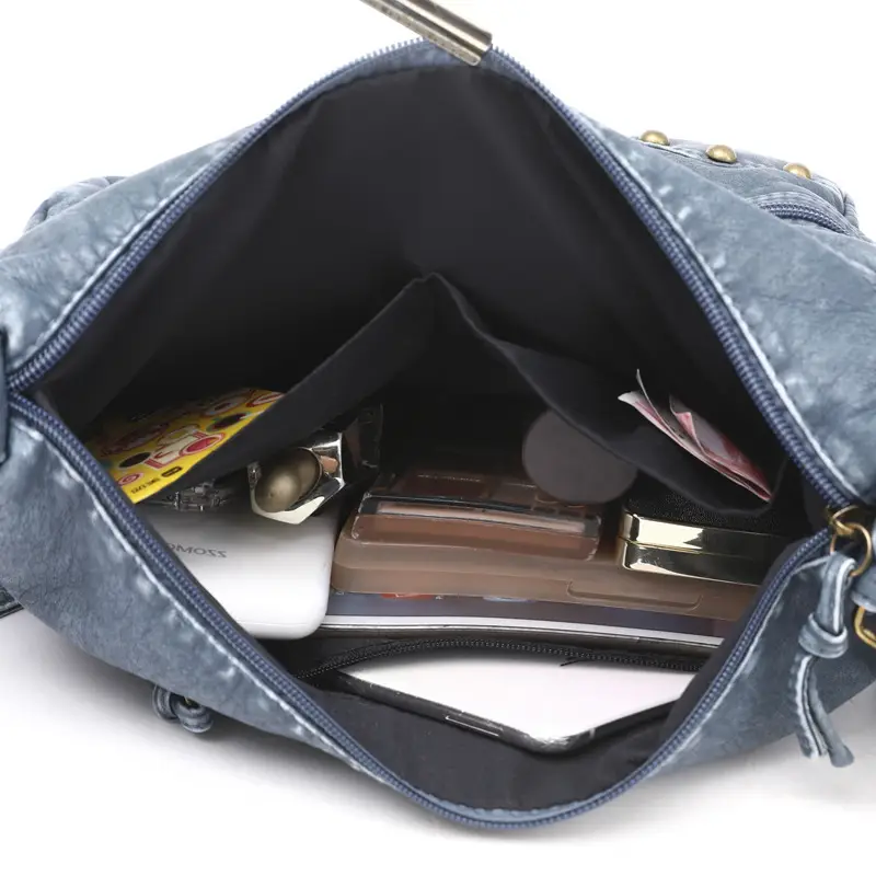 Middle-Aged Women's Brown Leather Shoulder Bag with Crossbody Strap - Image 5