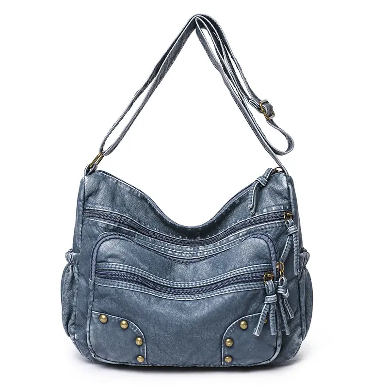 Middle-Aged Women's Brown Leather Shoulder Bag with Crossbody Strap - Image 2
