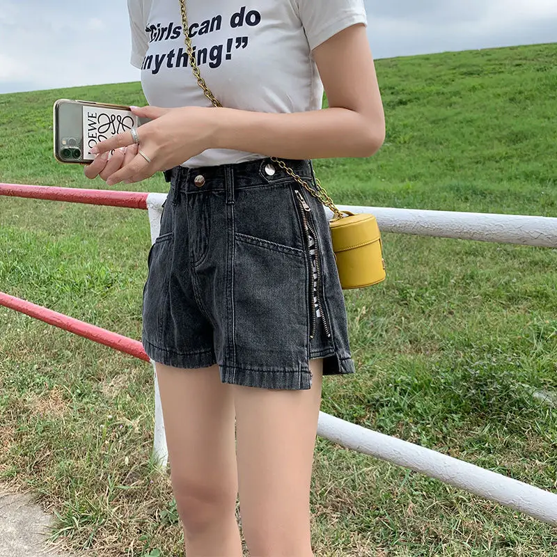 Denim Shorts Women High Waist Side Zipper 2022 - Image 4
