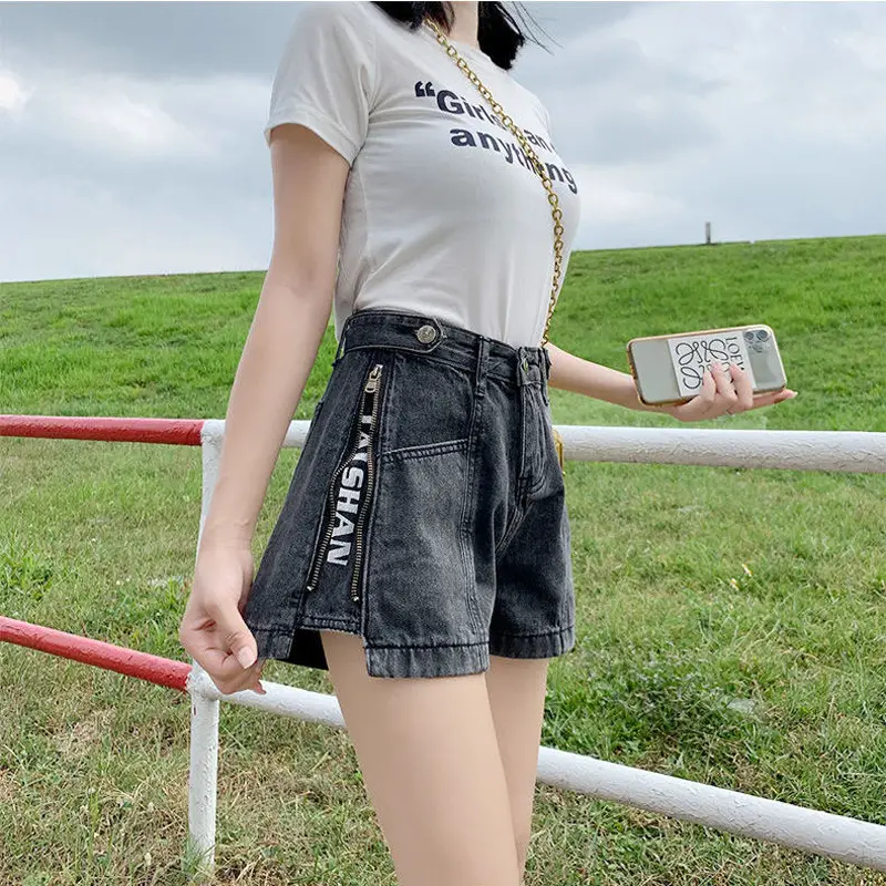 Denim Shorts Women High Waist Side Zipper 2022 - Image 5