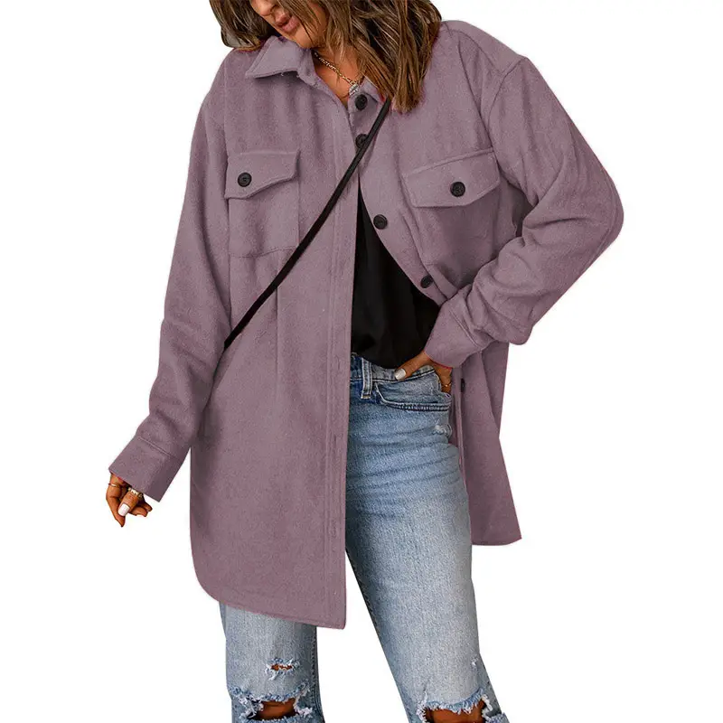 Women's Winter Corduroy Coat Green Lapel Woolen - Image 4